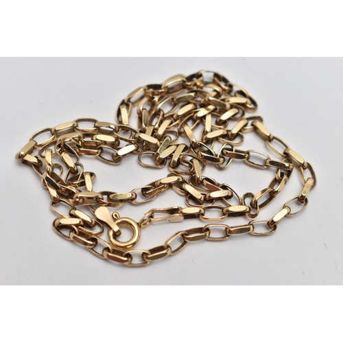 81 - A 9CT GOLD BELCHER CHAIN NECKLACE, yellow gold oval links, approximate length 580mm, fitted with a s... 