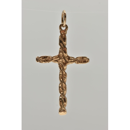 84 - A LARGE 9CT GOLD CRUCIFIX PENDANT, yellow gold pendant, approximate length excluding bail 46mm, hall... 