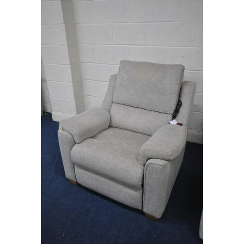 1489 - A PARKER KNOLL LIGHT GREY ELECTRIC RECLINING TWO PIECE LOUNGE SUITE, comprising a three seater sofa,... 