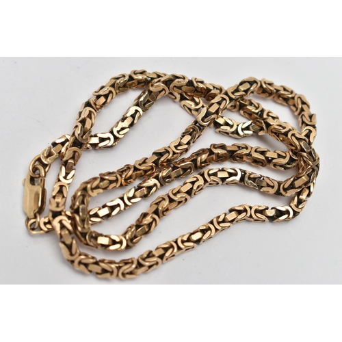 143 - A 9CT GOLD BYZANTINE CHAIN, fitted with a lobster clasp, hallmarked 9ct Sheffield import, length 480... 