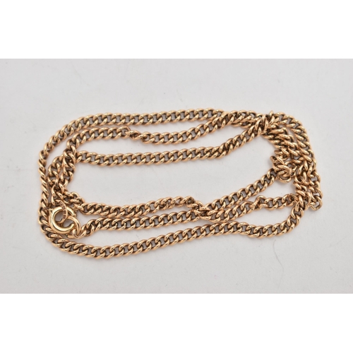 153 - A 9CT GOLD CHAIN NECKLACE, a/f yellow gold curb link chain, fitted with a spring clasp, approximate ... 