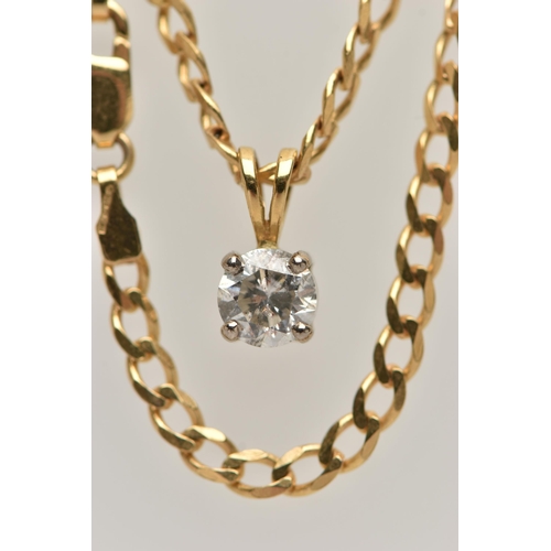 167 - A 9CT GOLD CURB LINK CHAIN WITH PENDANT, flat curb link chain with lobster clasp, hallmarked 9ct She... 