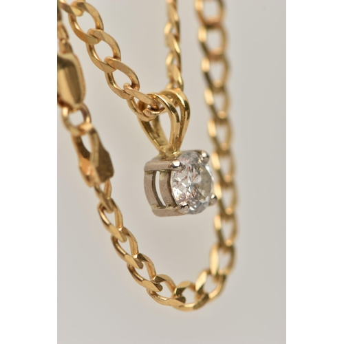 167 - A 9CT GOLD CURB LINK CHAIN WITH PENDANT, flat curb link chain with lobster clasp, hallmarked 9ct She... 