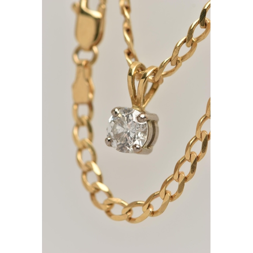 167 - A 9CT GOLD CURB LINK CHAIN WITH PENDANT, flat curb link chain with lobster clasp, hallmarked 9ct She... 