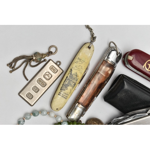 179 - A SELECTION OF WHITE METAL AND COSTUME JEWELLERY, to include a white enamel Siam earring and brooch ... 