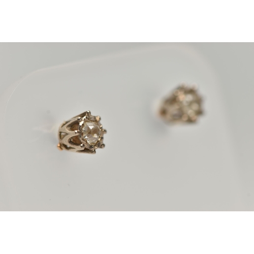 180 - A PAIR OF DIAMOND SINGLE STONE EARRINGS, each ear stud set with an old European cut diamond, within ... 