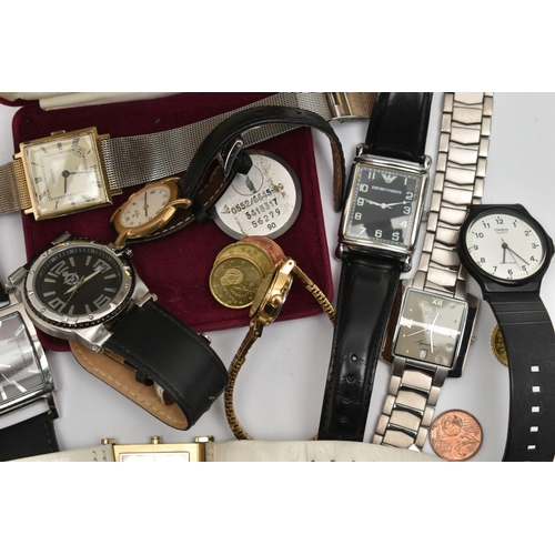 185 - AN ASSORTMENT OF WRISTWATCHES, ten wristwatches, names to include Tissot, Emporio Armani, Royal Air ... 