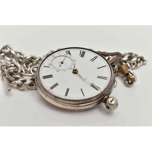 49 - A MID 19TH CENTURY SILVER OPEN FACE POCKET WATCH, key wound movement, white round dial, signed '1083... 