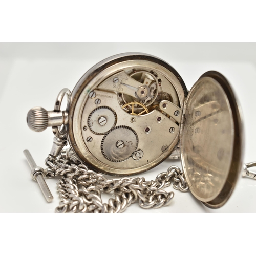 50 - AN EARLY 20TH CENTURY SILVER OPEN FACE POCKET WATCH, hand wound movement, round white dial signed 'T... 