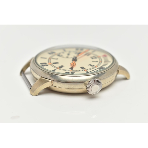 54 - A RUSSIAN MILITARY WATCH HEAD, hand wound movement, Arabic numerals, subsidiary second dial at the n... 