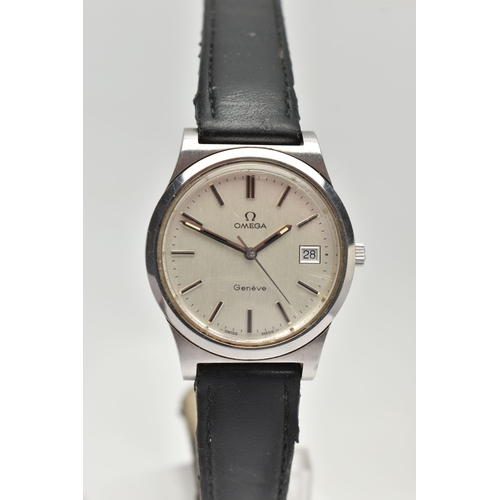 55 - AN 'OMEGA' WRISTWATCH, automatic movement, round grey dial, signed 'Omega Geneve', baton markers, da... 