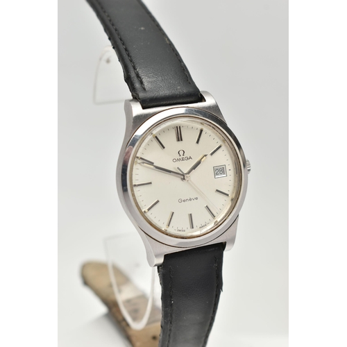 55 - AN 'OMEGA' WRISTWATCH, automatic movement, round grey dial, signed 'Omega Geneve', baton markers, da... 