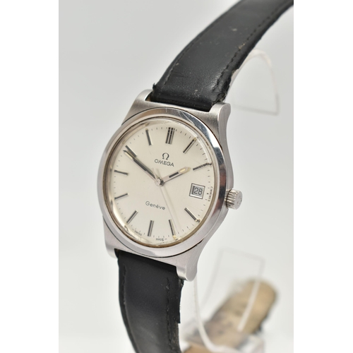 55 - AN 'OMEGA' WRISTWATCH, automatic movement, round grey dial, signed 'Omega Geneve', baton markers, da... 