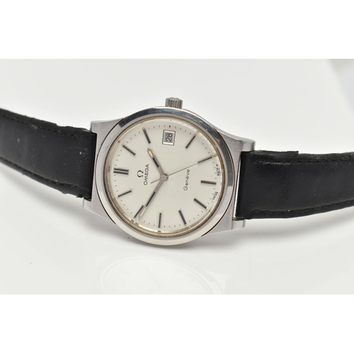 55 - AN 'OMEGA' WRISTWATCH, automatic movement, round grey dial, signed 'Omega Geneve', baton markers, da... 