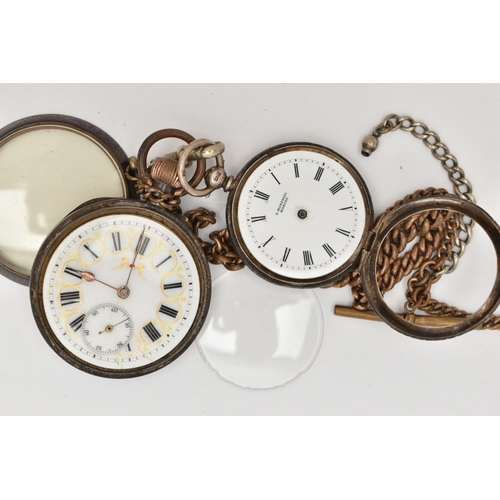 58 - TWO OPEN FACE POCKET WATCHES, the first a ladys silver pocket watch, hallmarked Birmingham 1886, a w... 