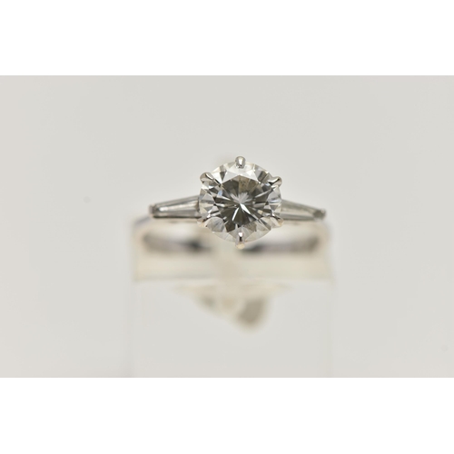 8 - AN 18CT WHITE GOLD, SINGLE STONE DIAMOND RING, round brilliant cut diamond, measuring approximately ... 