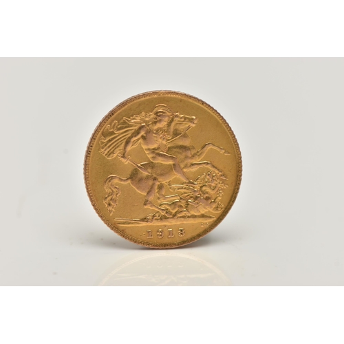 9 - A GEORGE V HALF SOVEREIGN COIN, depicting George and the Dragon dated 1913, approximate diameter 19.... 