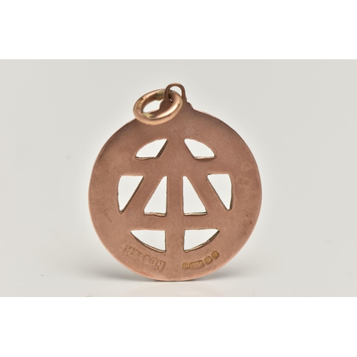 133 - A 9CT GOLD ZODIAC PENDANT, rose gold pendant detailed with all of the zodiac signs, approximate widt... 