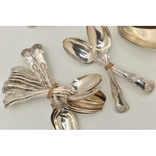 225 - A PART CANTEEN OF 19TH CENTURY FLATWARE, to include six Kings pattern table spoons, engraved with a ... 