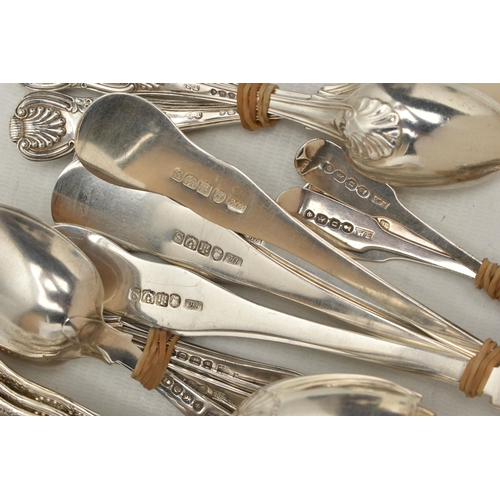 225 - A PART CANTEEN OF 19TH CENTURY FLATWARE, to include six Kings pattern table spoons, engraved with a ... 