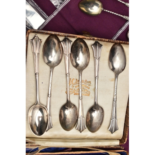 250 - A SELECTION OF SILVER ITEMS, to include a cased set of six silver teaspoons, hallmarked Sheffield, a... 