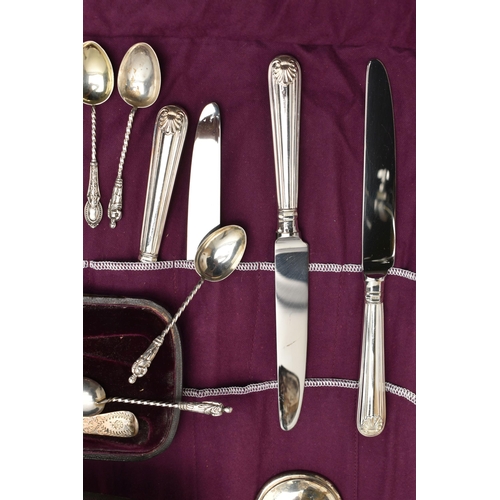 250 - A SELECTION OF SILVER ITEMS, to include a cased set of six silver teaspoons, hallmarked Sheffield, a... 