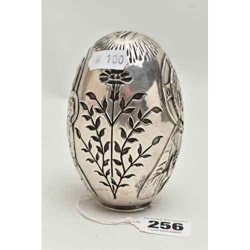 256 - A 999 GREEK ORTHODOX JESUS TREE OF LIFE ORNAMENT, of an egg form, approximate height 110mm, stamped ... 