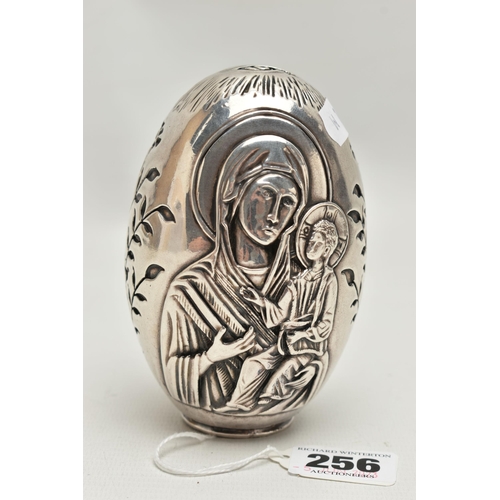 256 - A 999 GREEK ORTHODOX JESUS TREE OF LIFE ORNAMENT, of an egg form, approximate height 110mm, stamped ... 