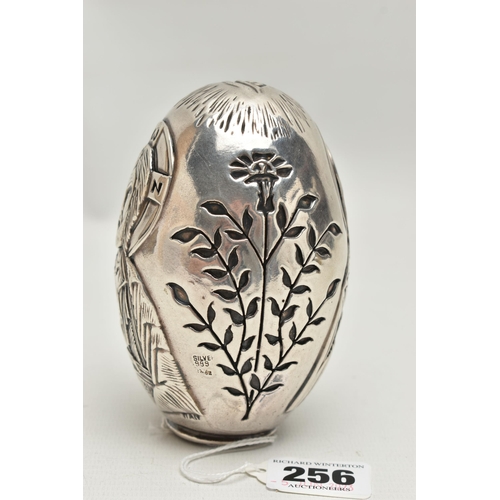 256 - A 999 GREEK ORTHODOX JESUS TREE OF LIFE ORNAMENT, of an egg form, approximate height 110mm, stamped ... 