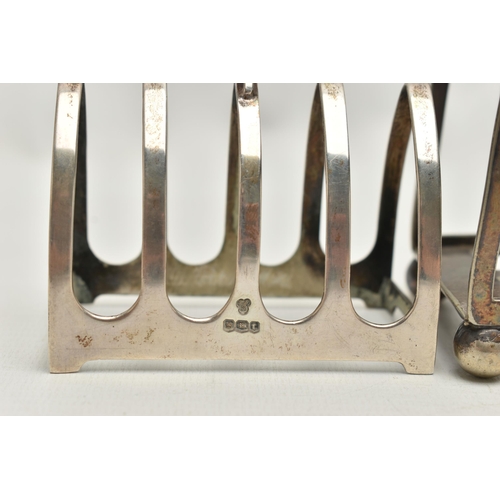 258 - TWO SILVER TOAST RACKS AND AN EP TOAST RACK, two small toast racks, each hallmarked 'Harrods Ltd' Sh... 