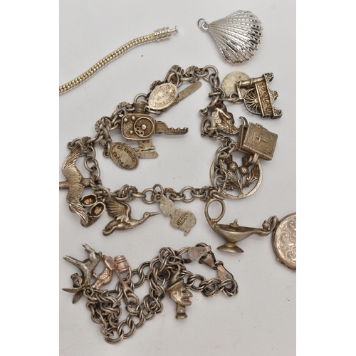 66 - AN ASSORTMENT OF WHITE METAL JEWELLERY, to include three bracelets, three necklaces, four pendants a... 