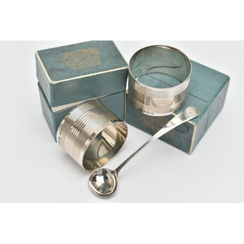 80 - AN ASSORTMENT OF SILVER ITEMS, to include two boxed silver napkin rings, hallmarked 'H Bros' Birming... 