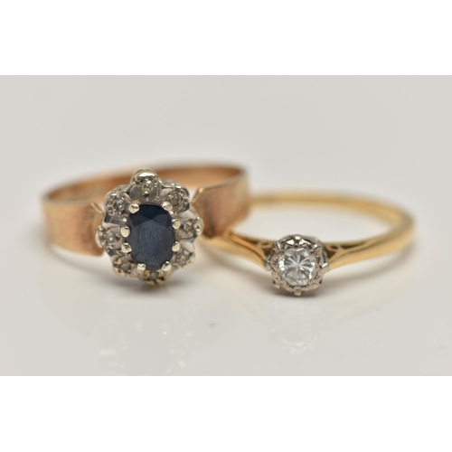 89 - TWO GEM SET RINGS, the first a single stone diamond ring, round brilliant cut diamond, approximate t... 