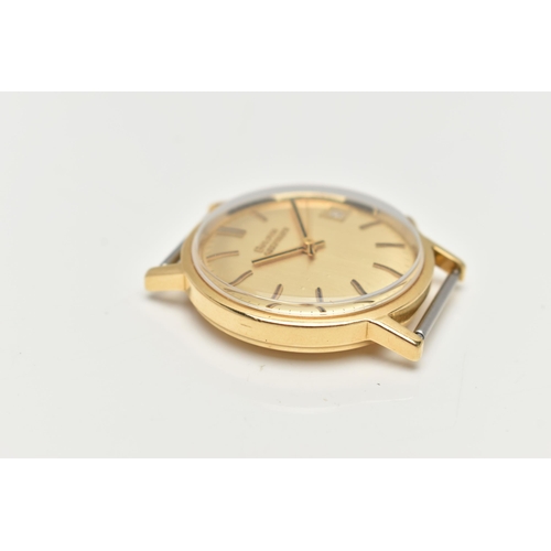 98 - A YELLOW METAL 'BULOVA ACCUTRON' WATCH HEAD, quartz movement, round gold tone dial signed 'Bulova Ac... 