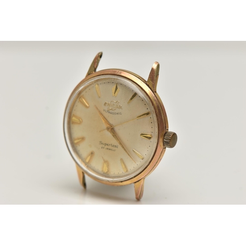 270 - A 'ENICAR' WRISTWATCH HEAD, hand wound movement, round dial signed 'Enicar Ultrasonic Supertest 23 j... 