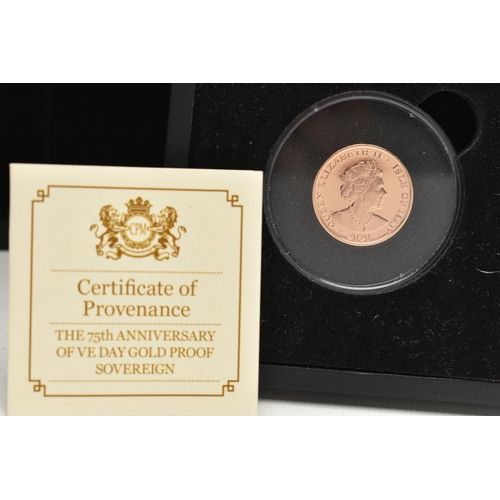 275 - A QUEEN ELIZABETH II GOLD PROOF FULL SOVEREIGN, Isle of Man 2020 VE Day in case of issue, with certi... 