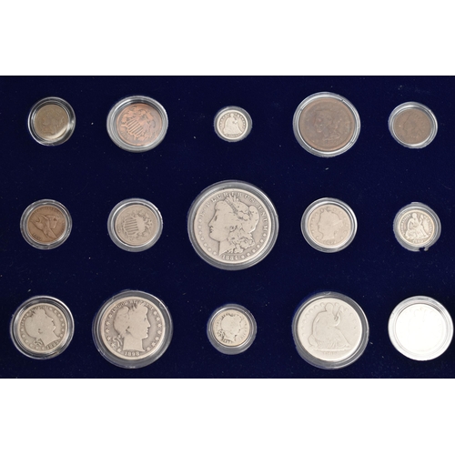 280 - A GLAZED DISPLAY OF THIRTY COMPLETE EISENHOWER DOLLAR COINS 1976-1990, a glazed display of 35 Bejami... 