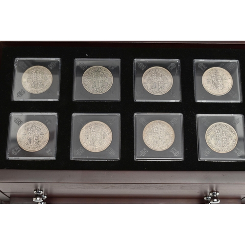 281 - A GLAZED DISPLAY OF EDWARD VII COINS, to include Halfcrown to Farthing circulated coinage with three... 