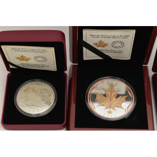 282 - A DISPLAY OF SILVER AND SILVER PROOF COINS, to include Royal Canadian Mints 2013 Proof like 5 Ounce ... 