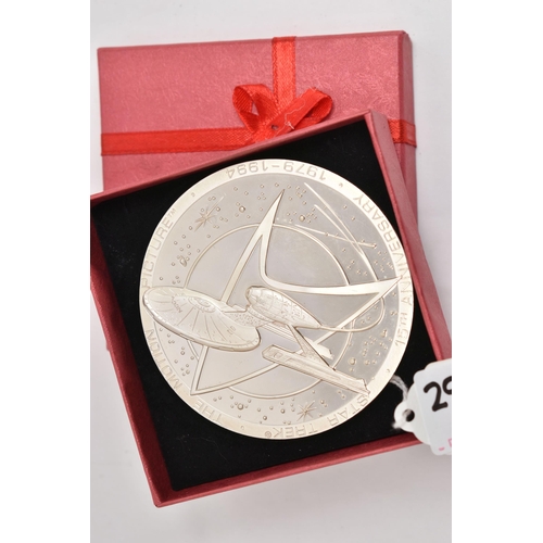 290G - A SILVER STAR TREK MEDALLION, The Motion Picture, 15th Anniversary 1979-1994, with Calander to the r... 