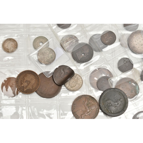 290K - A CARDBOARD BOX CONTAINING  5 PLASTIC COIN SHEETS,  with mixed coinage to Include a Three Shilling B... 