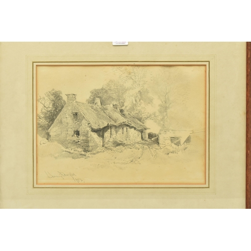 313 - HENRY BRIGHT (1814-1873) LANDSCAPE WITH COTTAGES, signed and dated 1852 bottom left, pencil on paper... 