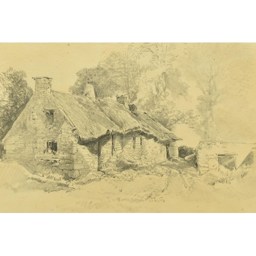 313 - HENRY BRIGHT (1814-1873) LANDSCAPE WITH COTTAGES, signed and dated 1852 bottom left, pencil on paper... 