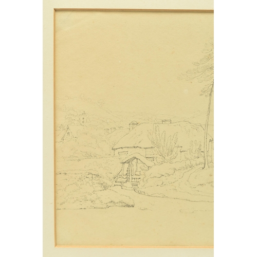 318 - CIRCLE OF HENRY ELDRIDGE (1768-1821), A 19TH CENTURY LANDSCAPE STUDY WITH COTTAGE AND WATER MILL, no... 