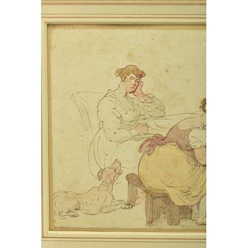 316 - ATTRIBUTED TO THOMAS ROWLANDSON (1756-1827) 'ON HER DEATH BED', a study depicting three female figur... 