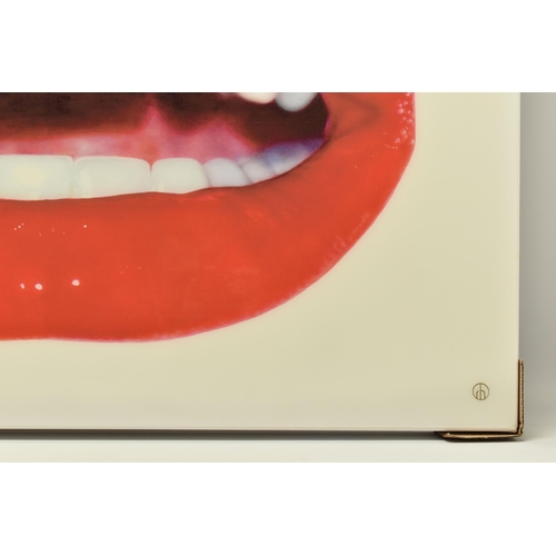 331 - RORY HANCOCK (WELSH 1987) 'ROCK CANDY', a signed limited edition box canvas print of a mouth and a d... 