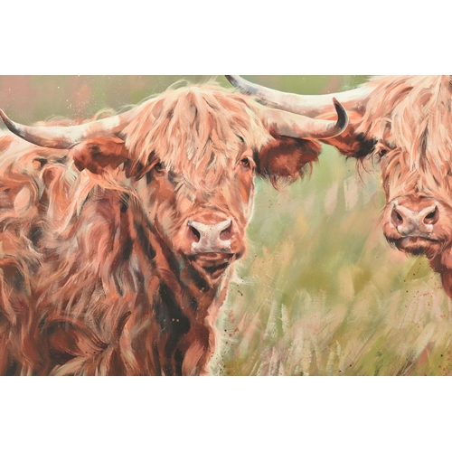 339 - DEBBIE BOON (BRITISH CONTEMPORARY) 'COMPANIONS', a signed artist proof print on board depicting two ... 