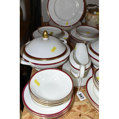 347 - A MINTON 'SATURN' PATTERN DINNER SET, comprising two circular covered tureens, seven dinner plates, ... 