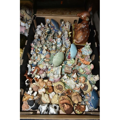 360 - FIVE BOXES OF ANIMAL ORNAMENTS, to include four Midwinter deer head plaques, a Walter Bosse brass do... 