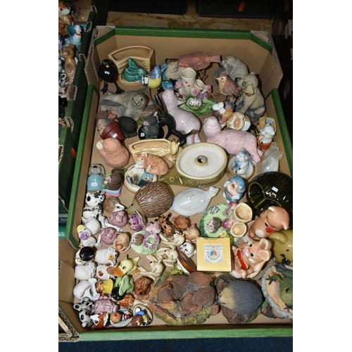 360 - FIVE BOXES OF ANIMAL ORNAMENTS, to include four Midwinter deer head plaques, a Walter Bosse brass do... 